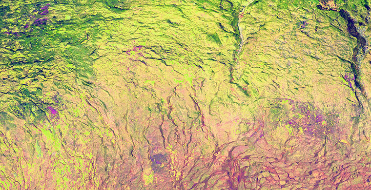 Central area of the lower shelter of Cova Centelles, false color.