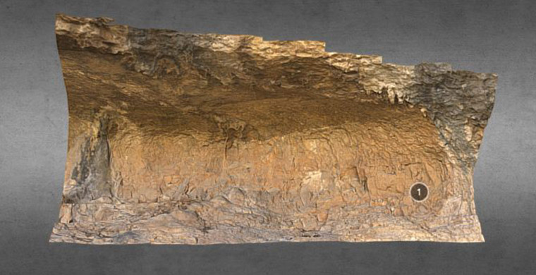 3D model of high hand area of Cova Alta del Lledoner.